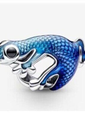 Blue Gecko Charm,925 Sterling Silver Charm For Bracelet Necklace Pendant